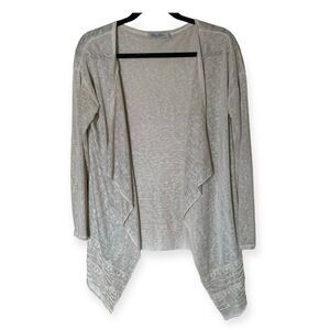Elena Baldi Made in Italy Open Front Beige Cardigan with Lace Insert Size Small